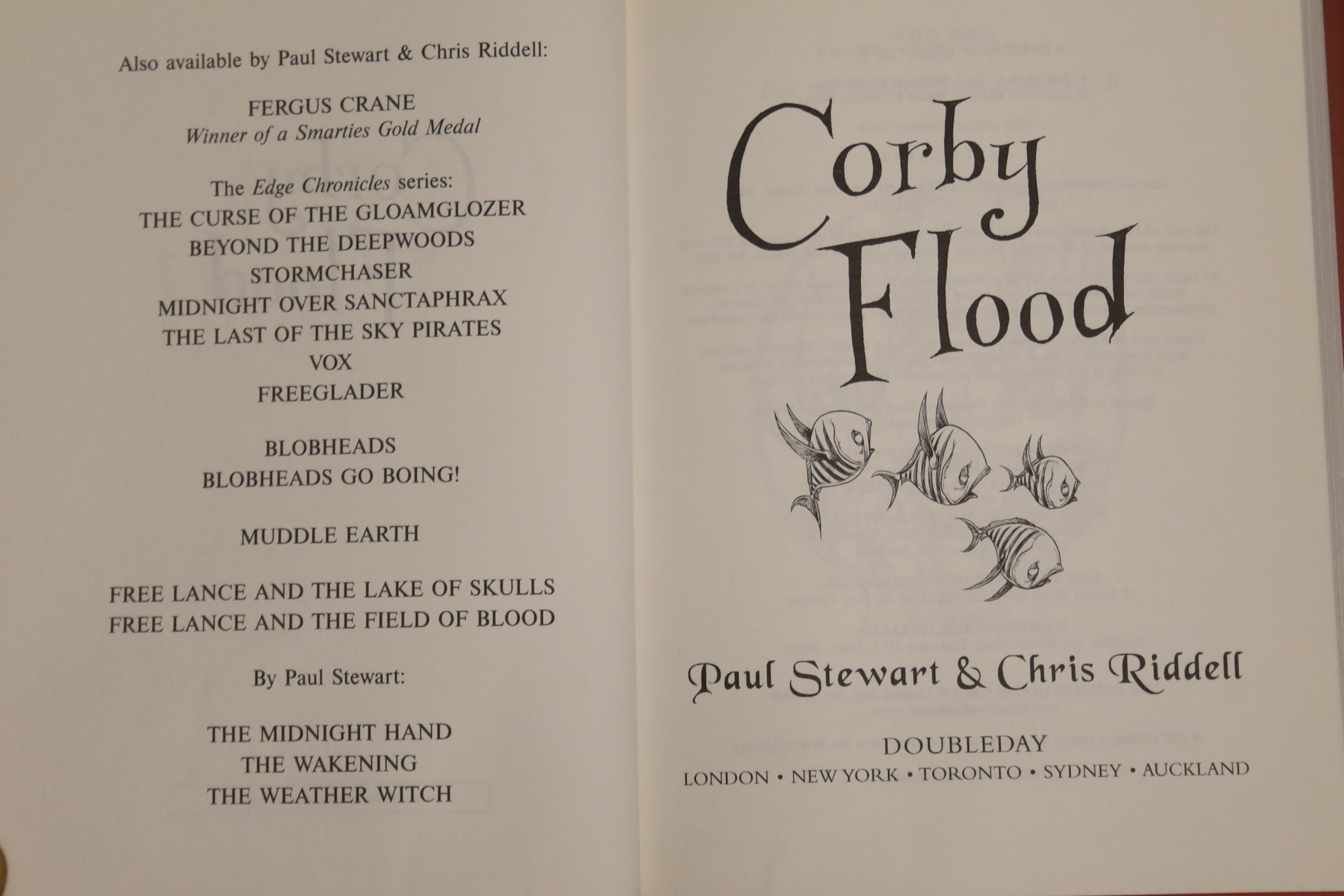 Stuart Paul & Riddell, Chris – Far Flung Adventures (Hugo Pepper, Corby Flood, Furgus Crane, (x2 copies of Crane) 12mo, (dj’s present) Doubleday, 2004, 2005, 2006.